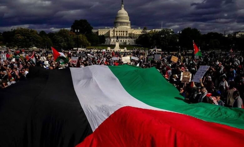 تظاهرة مؤيدة لفلسطين في الولايات المتحدة الأميركية