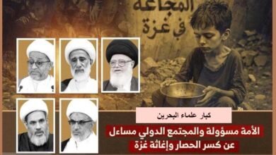 علماء البحرين: كسر الحصار عن غزة واجب إسلامي ودولي